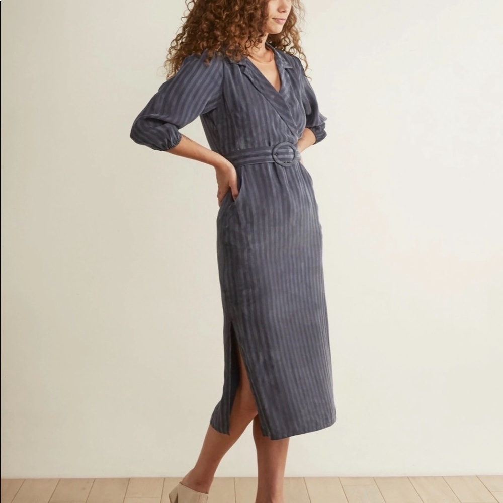 Anthropologie The Odells Ruffle Faux Wrap Robles Print in Nightshade Dress 2X